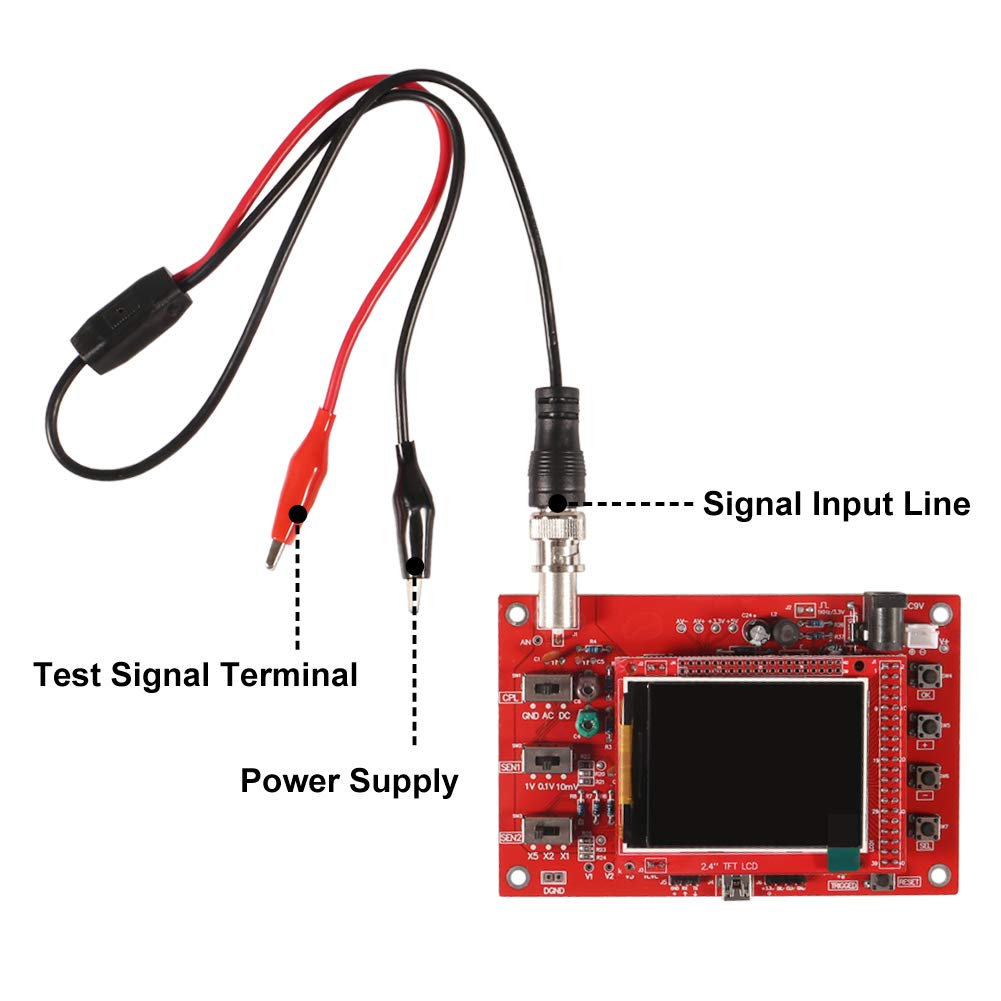 DSO 138 DIY Oscilloscope Kit Opening Source 2.4" TFT 1MSPS Pocket-Size Digital Oscilloscope Kit with DIY Parts & Probe, Handheld Pocket Electronic Learning Set, Assembled Vision