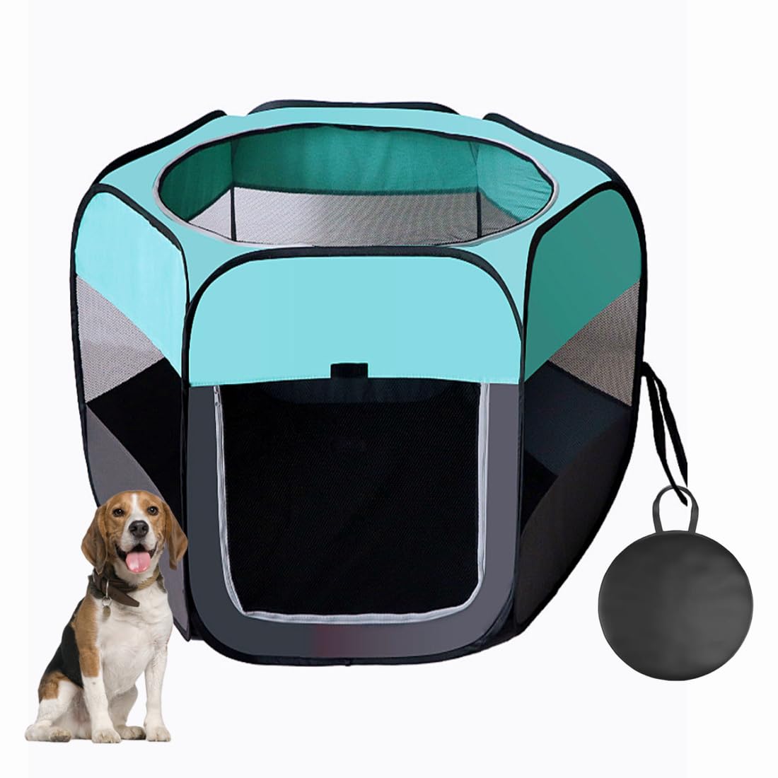 Floving Portable dog fence Foldable Pet playpen Delivery Room Cat enclosure Cat Pregnant Closed Pet Tent Dog Breeding Delivery Box with carrybag (M, Mint Blue) — image 1