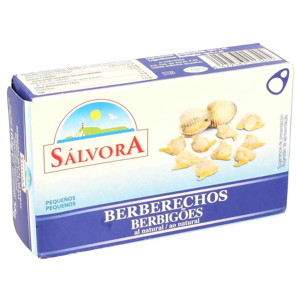 SÁLVORA - Berberechos naturales + 75 unidades, 58 g, 9 unidades
