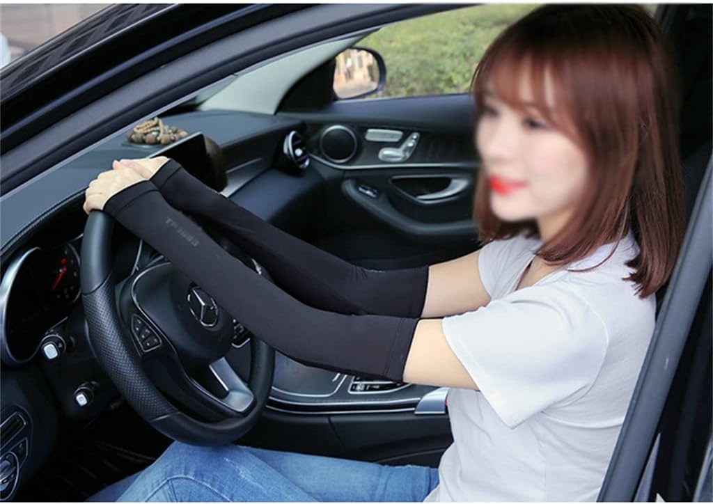 HBJWOV Men's ICY Sleeves Ice Silk Sleeves Outdoor Driving Arm Sleeves Hand Sleeves Women's Cycling Arm Sleeves(E,Small)