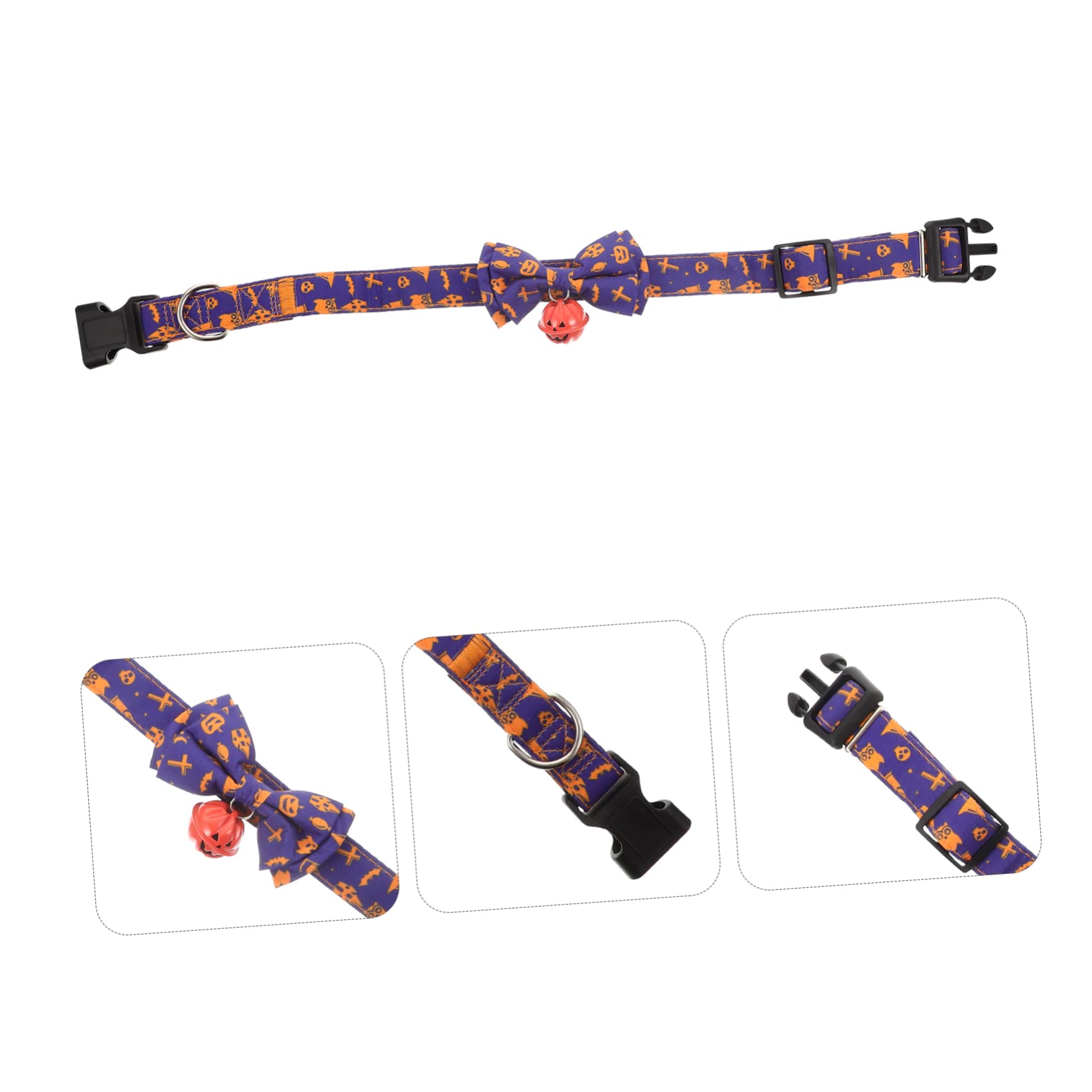Sosoport 5stücke Halloween Katzenhalsband Mit Abnehmbarem Fliegen-Design Verstellbar Und Sicher Für Haustiere Um Festlichen Geist Zu Verbreiten