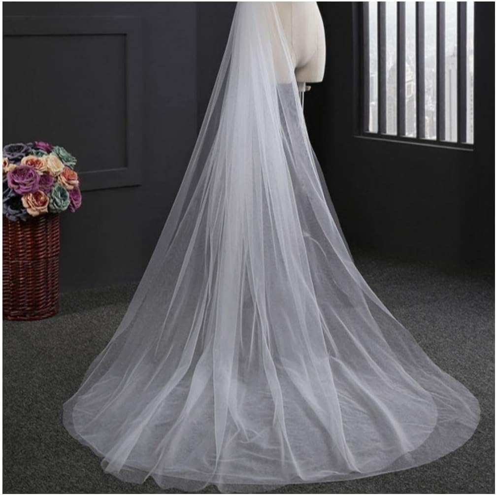Sluiers 2-laags bruidstule Polyester bruidssluier 3 meter lange bruidssluiers voor bruiloft Multi-size elegante hoofdsluier