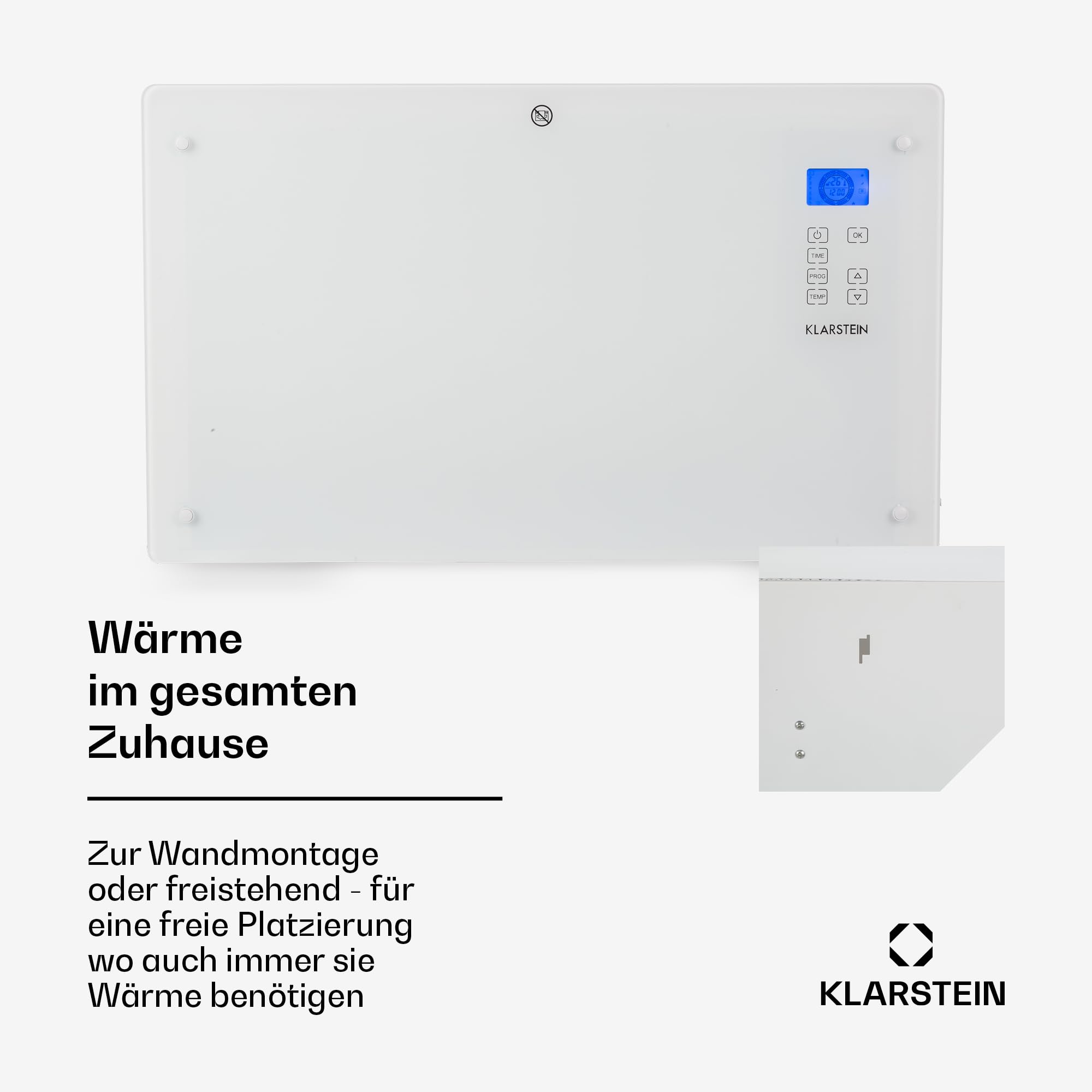 Klarstein Elektroheizung, Konvektor-Heizung mit Bodenrollen, Mobile Elektroheizung Energiesparend, Leise Heizung Elektrisch, Standgerät Heizkörper Elektrisch mit Thermostat & App-Steuerung, 2000 W