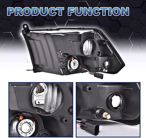 Miniatura 9 de PIT66 Faros delanteros, compatibles con Dodge Ram 2500 350009-18 Ram 150011-18 Ram 4500 5500 (solo compatible con modelos de faros cuádruples),