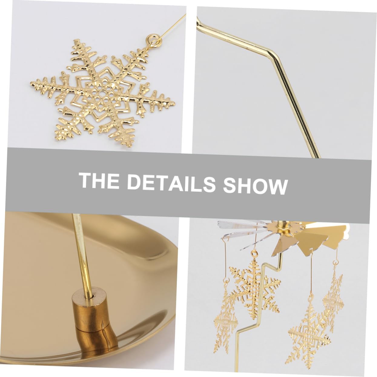 Unomor 1set Rotating Golden Snowflake Candle Holder Elegant Decorative Candle Stand for Christmas Table Decor Easy Assembly Creates Warm Atmosphere for Indoor Use