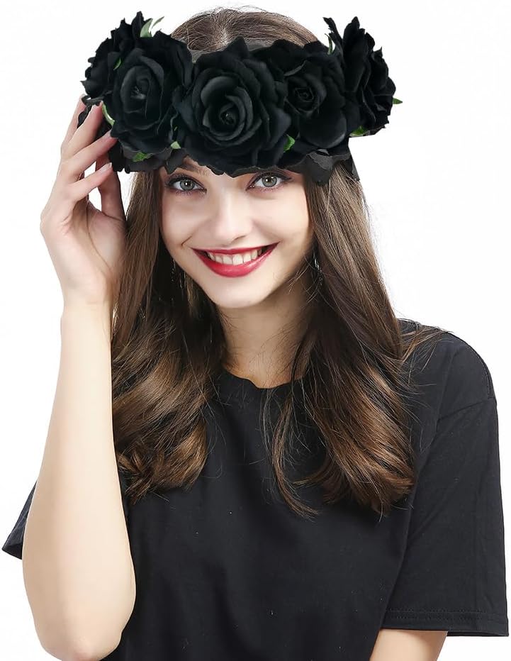 June Bloomy Rose Floral Crown Garland Flower Headband Headpiece for Wedding Festival - Image 2