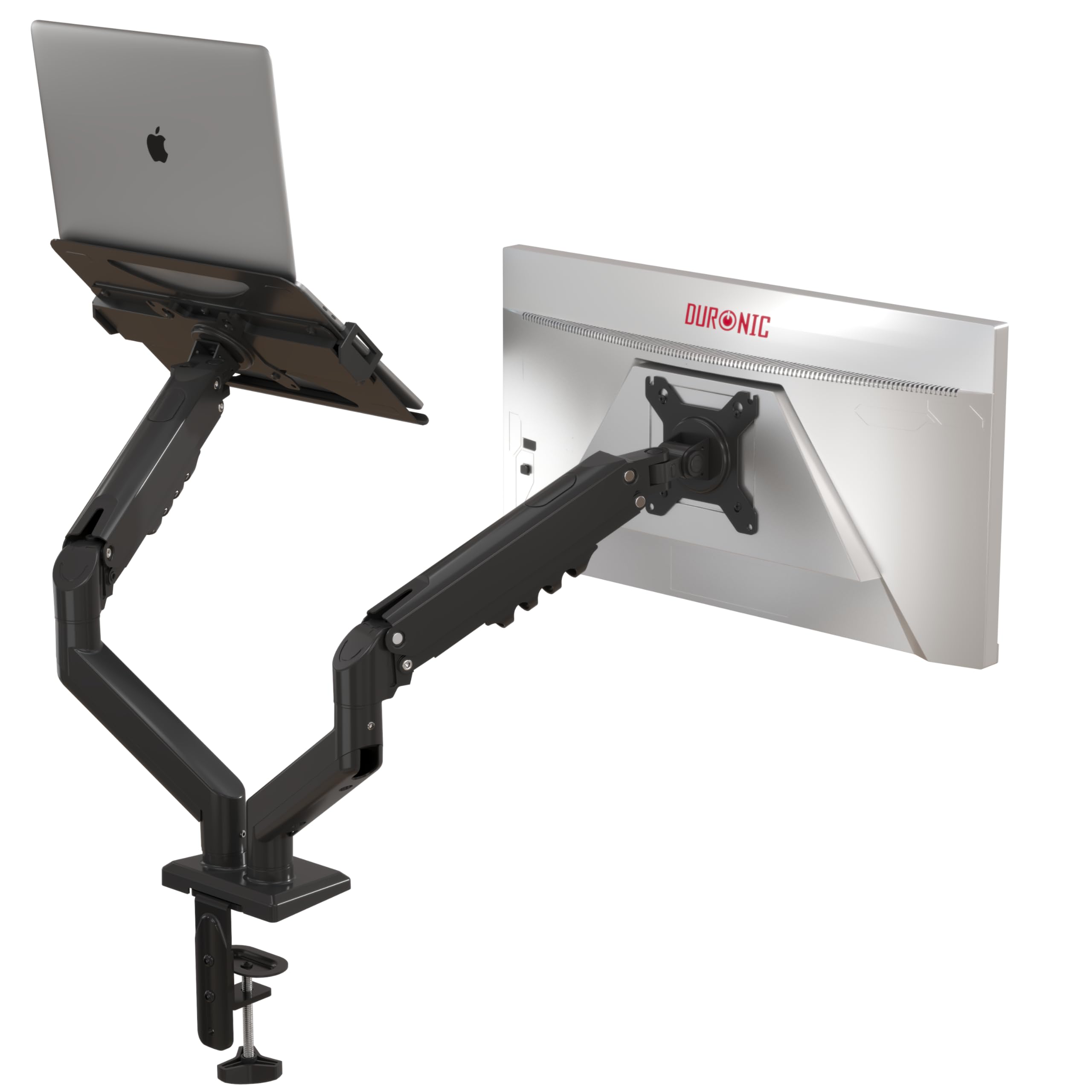 Duronic DM6AL1 Brazo para Monitor de Ordenador de 13 a 32 Pulgadas con Soporte para portátil VESA 75 100 Carga máxima 9 kg Rotación de 360° Brazo con Resorte de Gas