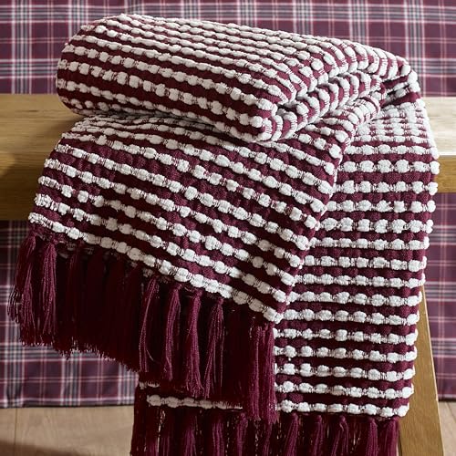 Catherine Lansfield Stab Stitch Couverture Prune 125 x 150 cm