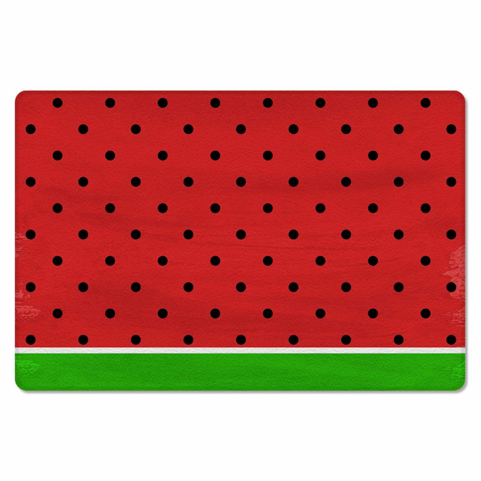 Watermelon Antifatigue Kitchen Bath Door Mat Cushioned Runner Rug,Washable Welcome Floor Sink Mat,Waterproof & Non-Slip Standing Doormat for Kitchen,Red Green Summer Fruit Black Polka Dots 18