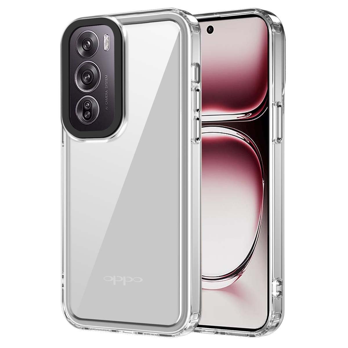 PEIYE Transparent Case for Oppo Reno 12 Pro 5G : Flexible Soft TPU Silicone Frame with Hard Clear Back, Shockproof Cover Protection -Transparent