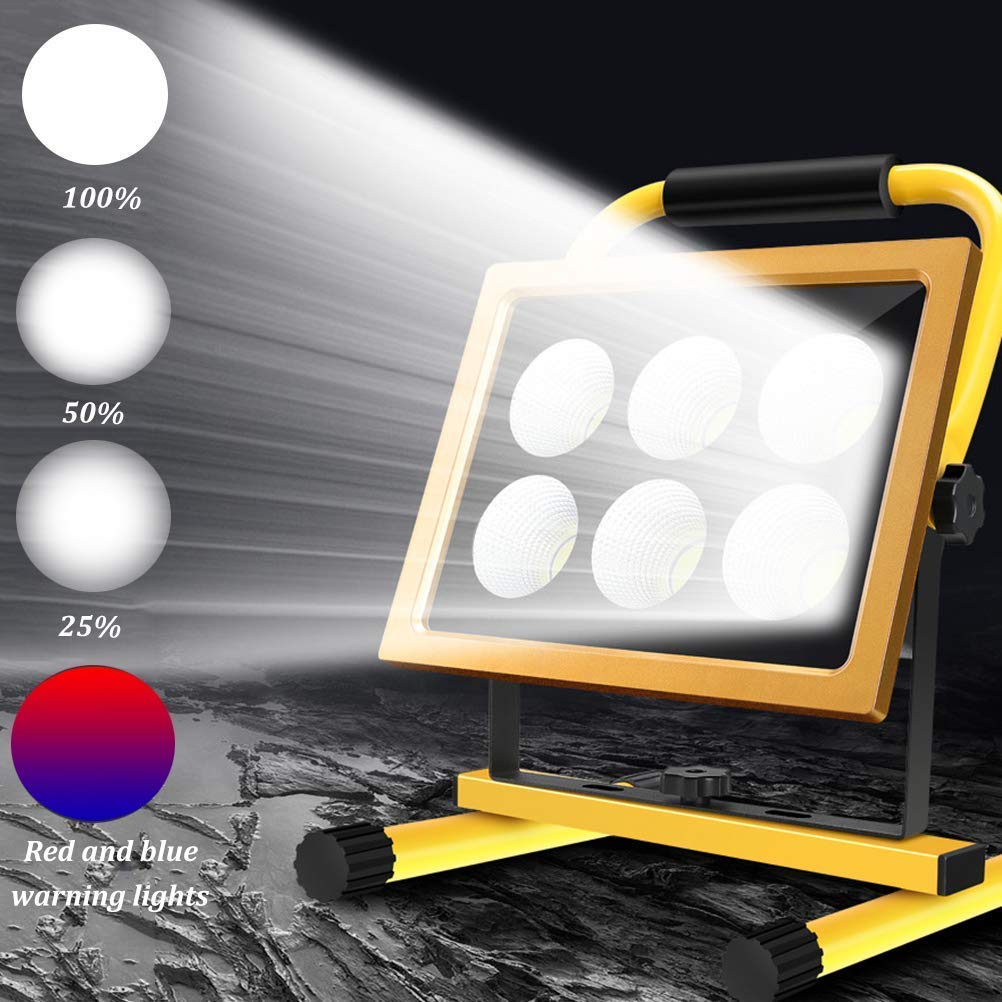 Foco Led de Construcción Recargable para Obra con Control Remoto, 4 Modos de Luz, Impermeable, Portátil, para Exteriores, Camping Y Pesca.