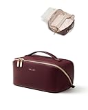 EACHY Makeup Bag, Portable 185° Wide-Open Flat Travel Toiletry Bag, Waterproof Cosmetic Bags for Women Large Capacity Makeup Pouch with Divider and Handle