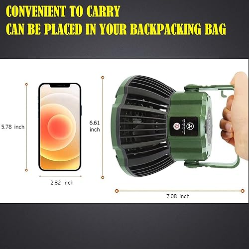Miniatura 8 de ayamaya Ventilador recargable para tienda de campaña con luz LED, control remoto, 7800 mAh, ventilador de linterna de campamento portátil,