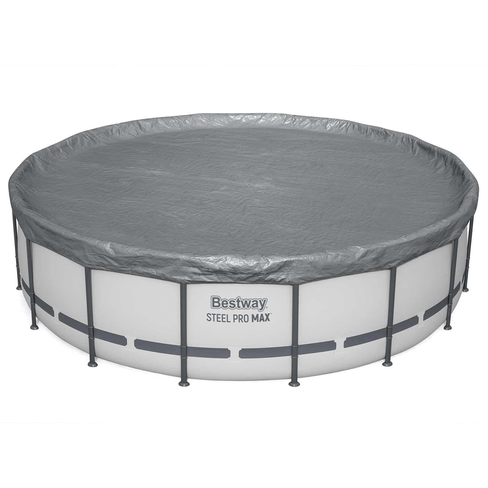 Couverture de Piscine Ronde 6,71 m Polyester Gris Protection extérieure étanchéité Drainage sécurité pour Piscine Steel Pro Max
