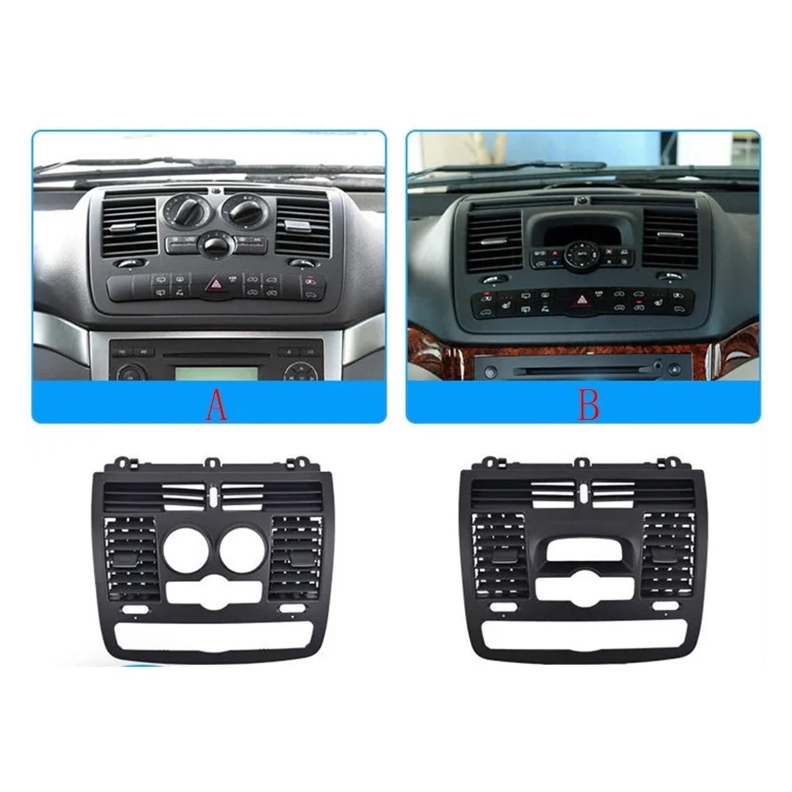 Dla Benz dla Vito dla Viano W636 W639 2004-2015 lewa prawa środkowa pokrywa wylotu wentylacji 6396800007 6396800107 kratka wentylacyjna AC Outlet (Central A 1 szt.) (Central B 1 szt.)