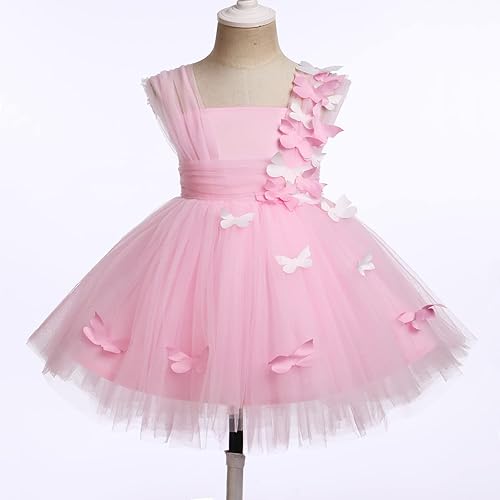 Miniatura 2 de ODASDO Vestido de mariposa para bebés y niños pequeños, sin mangas, de tul alto, bajo, princesa, boda, ocasión especial, vestido de baile de noche