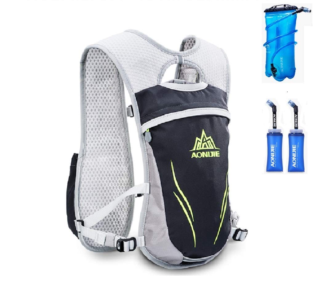 AONIJIE Zaino da equitazione da 5,5 l, per maratona, ciclismo, arrampicata, portafoglio mobile con sacca d'acqua da 2 l/350 ml