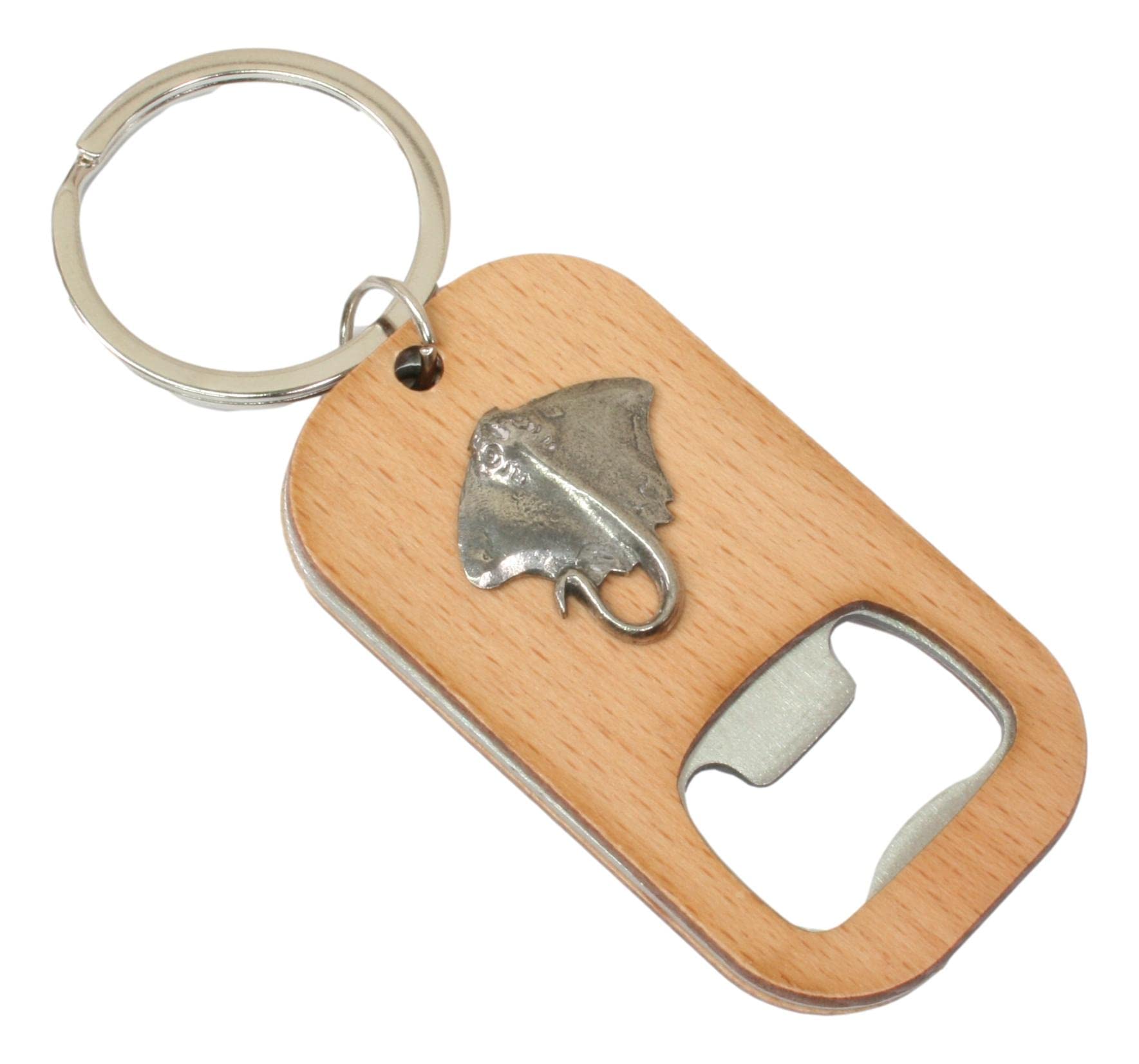 Stingray Keyring Bottle Opener Wooden Stainless Steel Key Chain Gift 353
