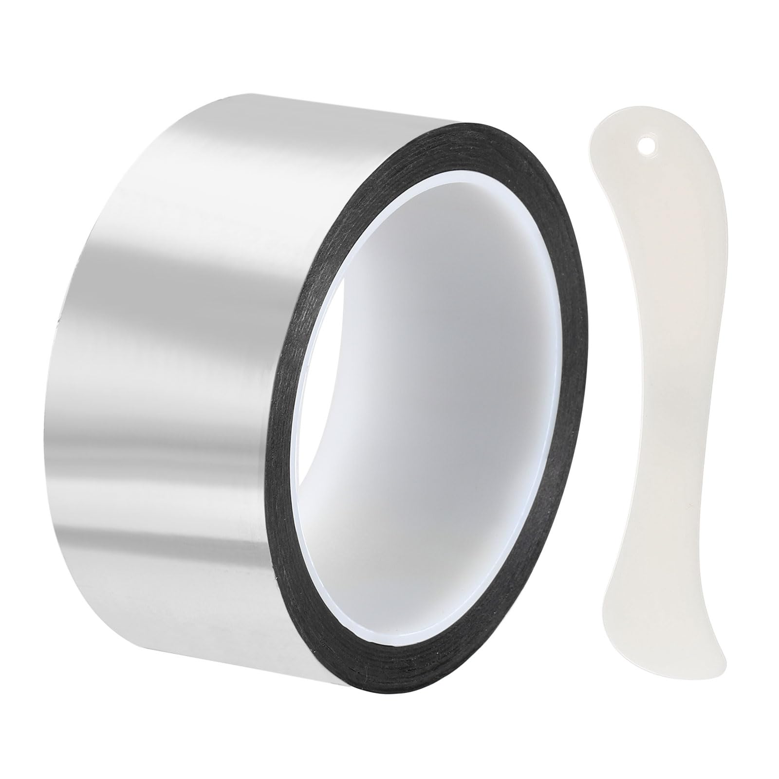 DEFANEX Metallic Mirror Tape (45mm x 50m, 0.05mm, Silver) Self Adhesive Duct Tape, for Wall Decoration Border DIY Gift Wrap