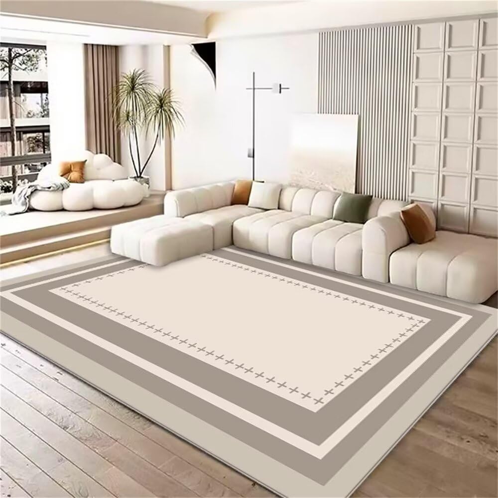 Tapis de chambre 200x260cm lignes géométriques grises antidérapantes salon