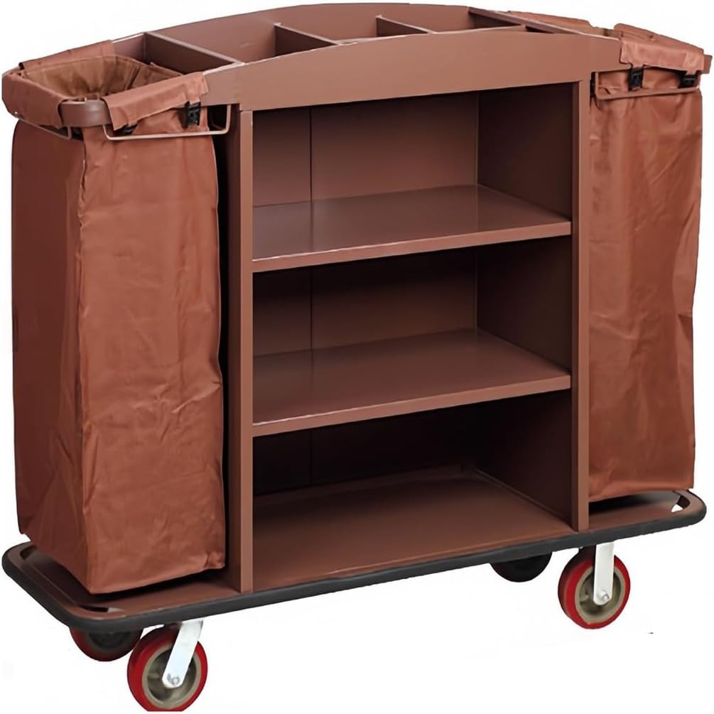 Carrito de hotel para limpieza de limpieza, carrito multifuncional con ruedas y bolsa de almacenamiento para uso comercial, perfecto para transporte de ropa y suministros