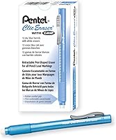 Vista 1 de Pentel Clic - Empuñadura de borrador, borrador retráctil, barril azul cielo, caja de 12 unidades (ZE22S)