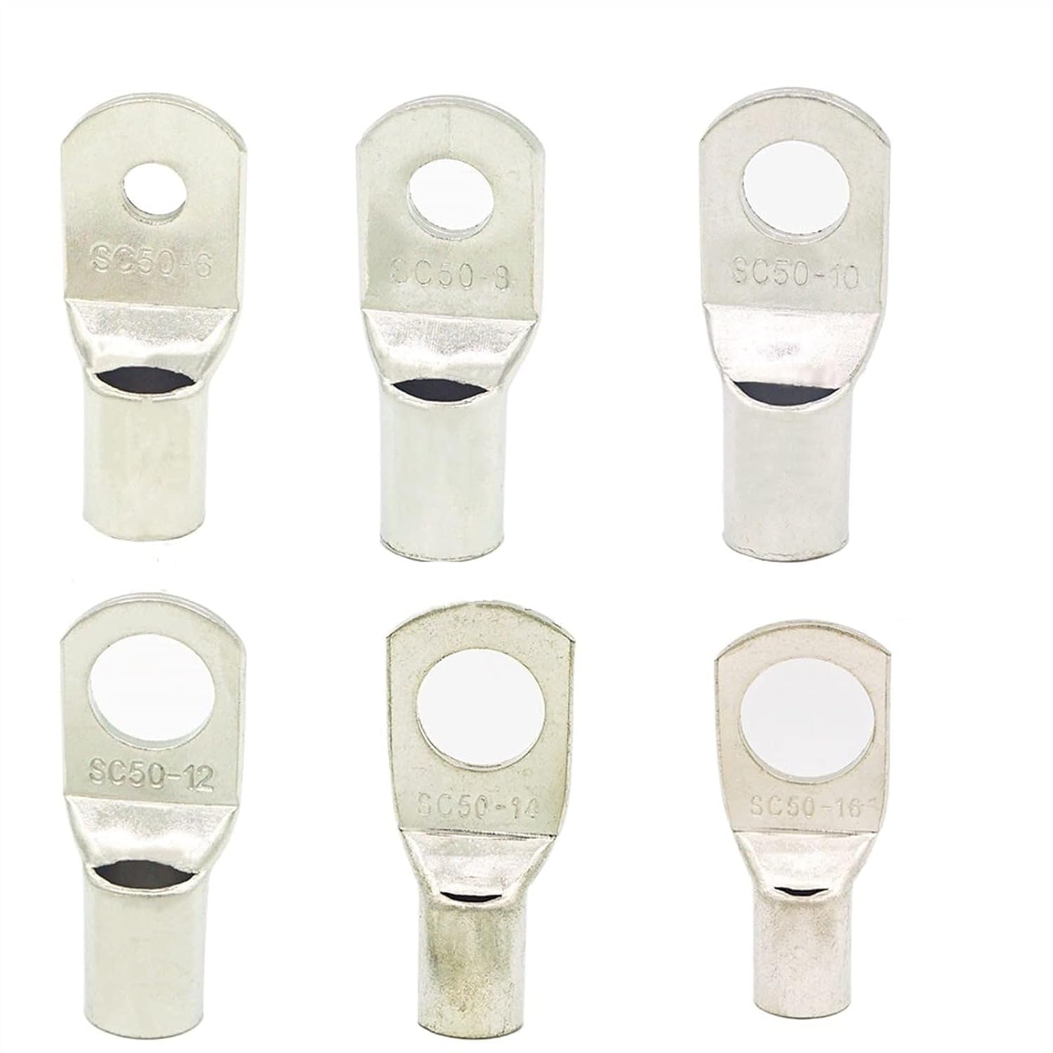 Ring Terminals, Ring Terminals 10 PCS Copper Cable Lug Kit Tinned lugs Battery Terminal Nose Connector(SC 50-16)