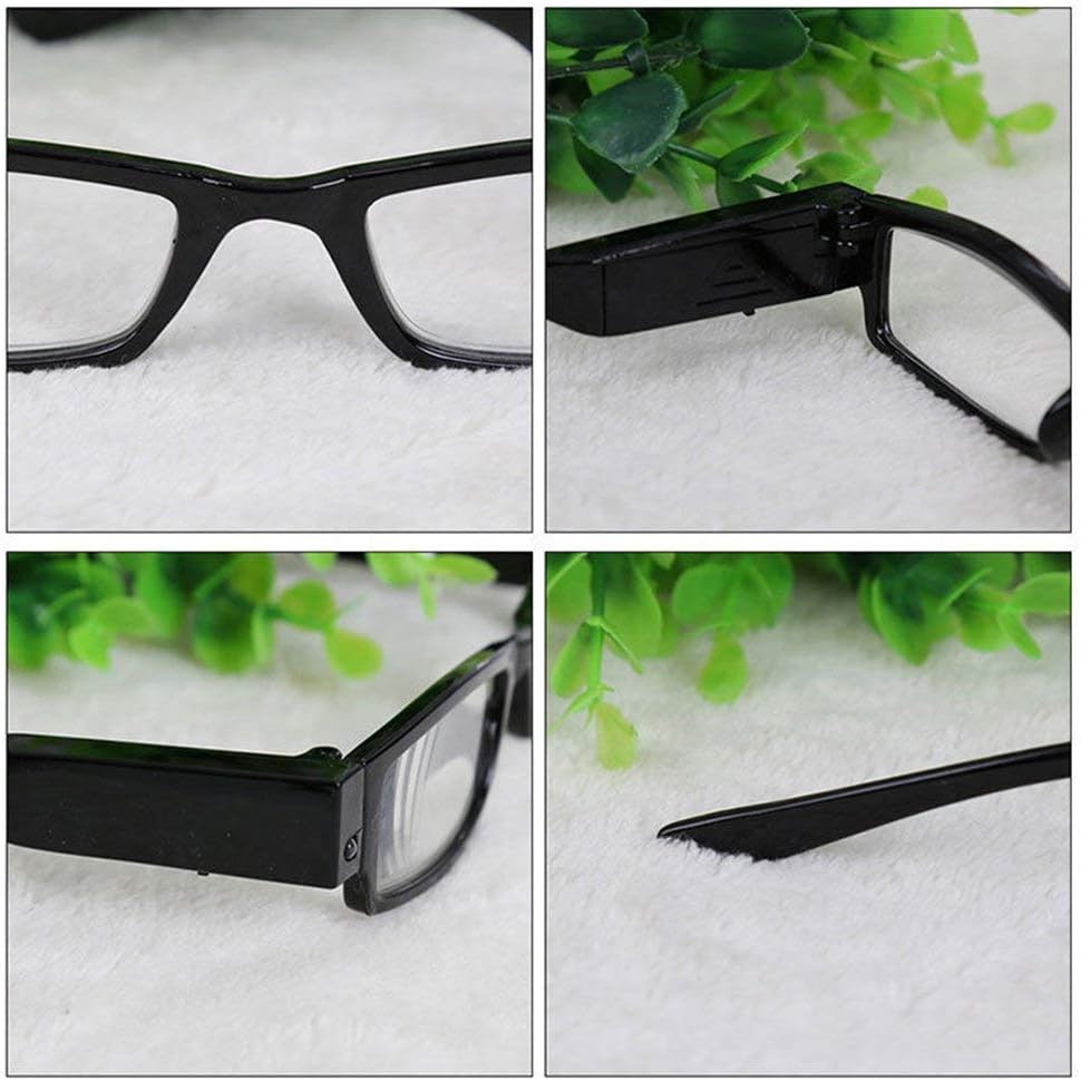 Bright LED Readers with Lights Reading Glasses Lighted Magnifier Nighttime Reader Compact Full Frame Eyewear Clear Vision Unisex Clear Vision Lighted Eye Glasses (+4.0)