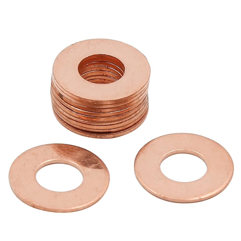 Arruela de vedação plana de cobre M8 18 x 1 mm X AUTOHAUX Pacote com 10