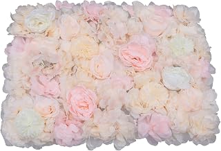 6 Pcs Artificial Flowers Wall Romantic Rose Flower Wall for Background Decoration Roses Wall Panel Hanging Wedding Venue Main Road Decor Silk Flower Panels Photo Backdrop Decor (Champagne)