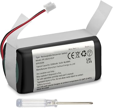 3200mAh RVBAT850 Replacement Battery for Shark Ion R75, AV752, AV751, RV761, R85, RV850, S87,RV700_N, RV720_N, RV851WV, RV871, RV1000S, RV1100VL, RV101AE, UR1000SR Vacuum Cleaners 2-Prong Connector