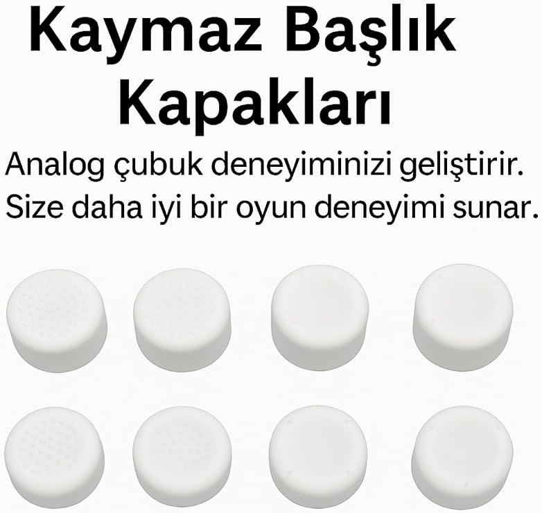 Cosmostech 8'li Analog Başlık Koruyucu Silikon Kapakları, Beyaz, PS5/PS4/Xbox/Switch Pro ile Uyumlu