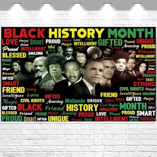 KYMY Black History Month Backdrop, African American Heritage Celebration Banner 70.9" X 43.3", Black Pride Cultural Photography Background for February Events, Wall Decor, Indoor Outdoor Party Decor