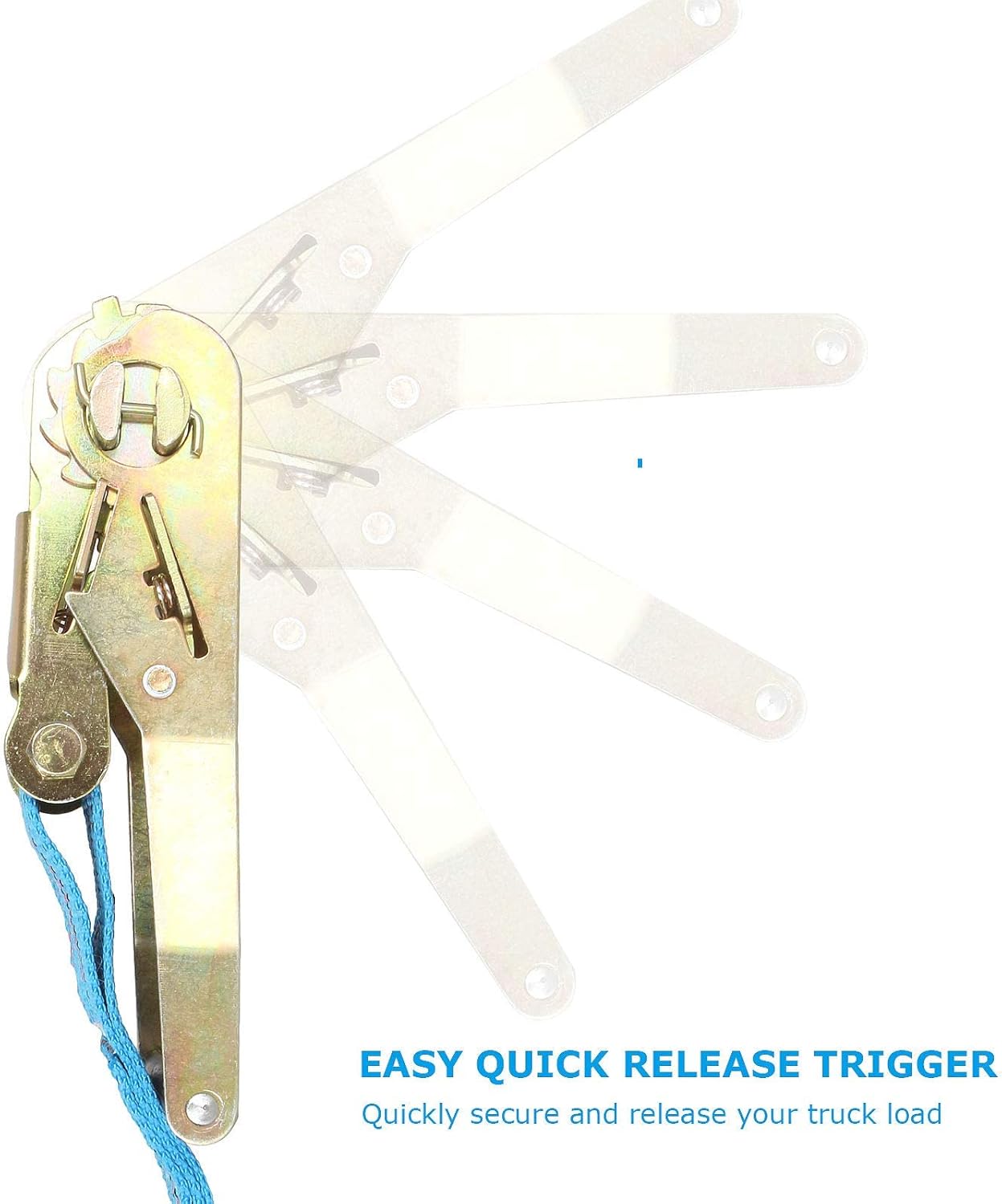 Pack of 2 Ratchet Straps Heavy Duty Ratchet Straps 2 inch x 33 ft Motorcycle Tie Down Straps Ratchet with Hook 10000lbs Break Strength Cargo Straps Ratcheting for Towing Hauling Lawn Equipment - Image 7