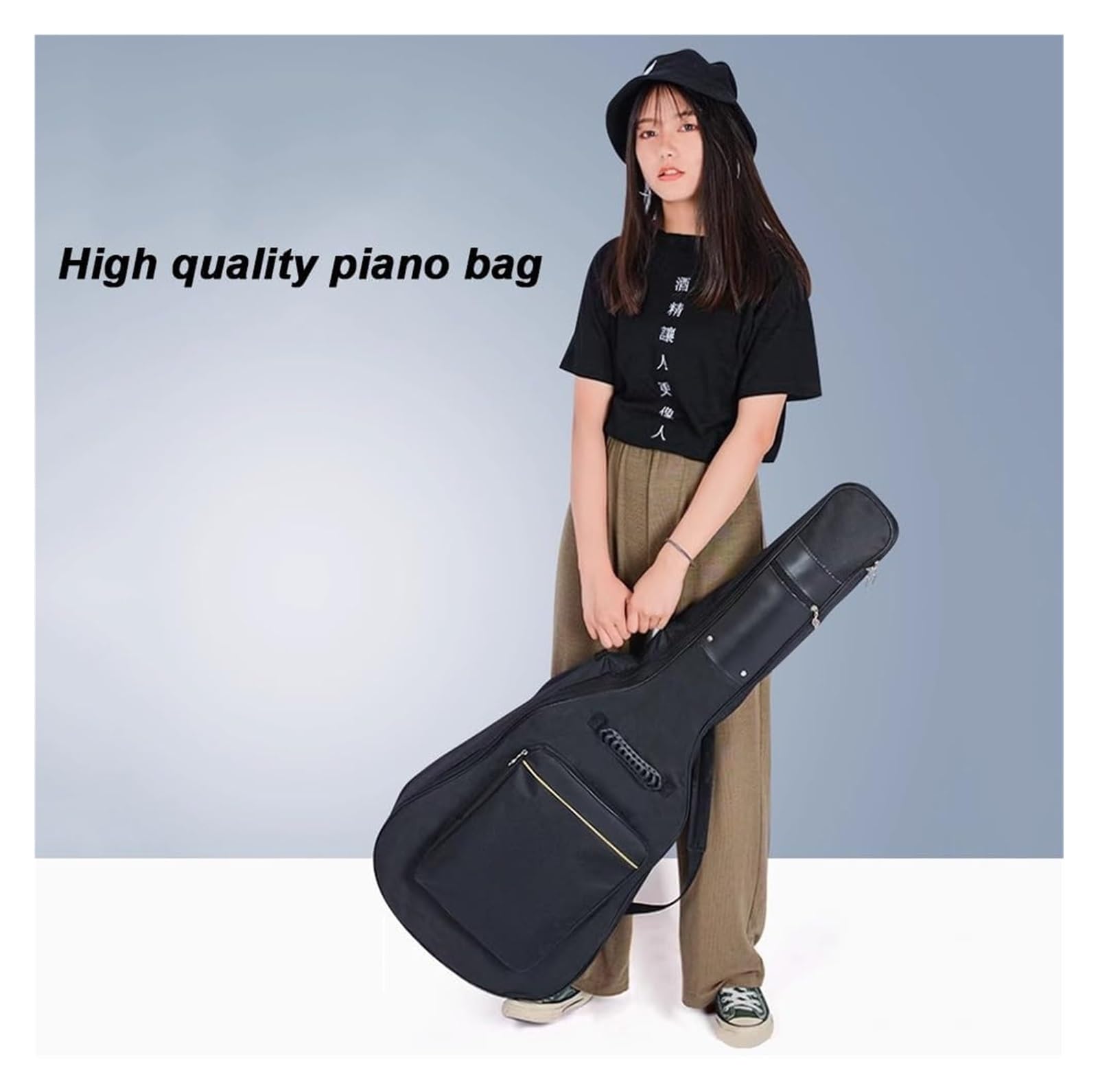Chitarra classica lucida, kit chitarra acustica per principianti, adulti e adolescenti, con custodia, accordatore, tracolla, corde, plettri (nero)