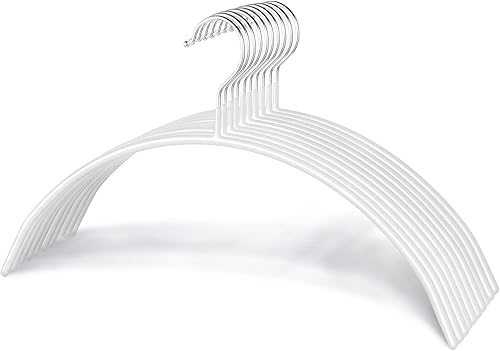Miniatura 1 de Zoe Deco Paquete de 10 perchas antideslizantes sin golpes de hombro con revestimiento de agarre, perchas de acero para suéteres, perchas para