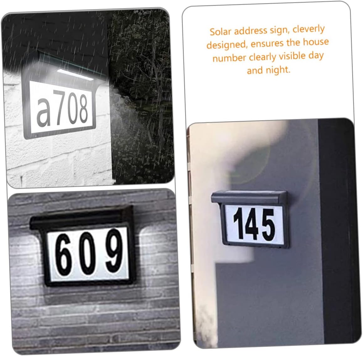 DOITOOL Pcs Solar-powered Led Address Numbers Decorative House Signs for Outdoor Use