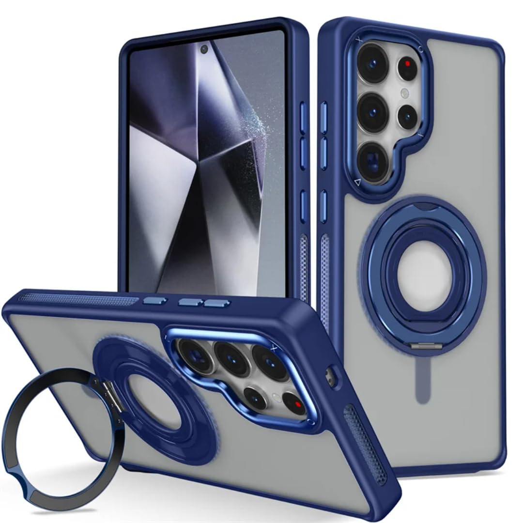 Coque Samsung S24 Ultra bleue givrée avec support de protection intégré - 7