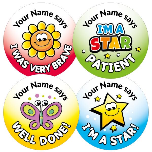 105 Personalised Mixed Healthcare I was Very Brave Star Patient Stickers Nurse Doctor Hospital Practice 37mm Primary Teaching Services