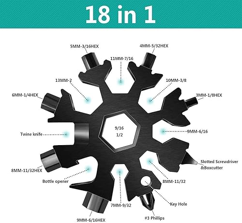 Miniatura 3 de Regalos del día de San Valentín para él, novio, multiherramienta 18 en 1 de copo de nieve, regalos de cumpleaños para marido, papá, padre,