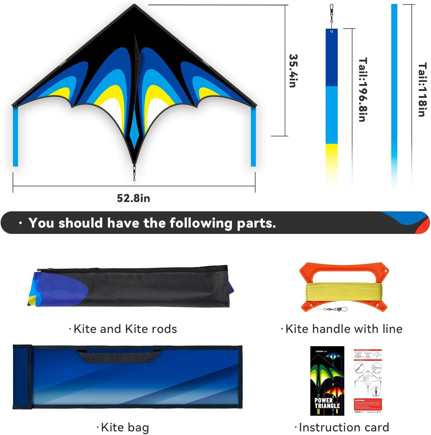 SGftre Delta Kite Easy to Fly,Single Line String with Tail for Beach Flying Kites for Kids and Adults Kites Outdoor Trip Park Family Game