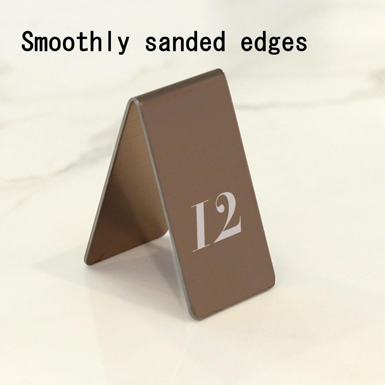 Metal Place Cards Stackable Tent Style Table Numbers, Stainless Steel Metal Table Tent Sign - 8x5cm - Table Top Setting for Restaurants, Catering Businesses, Business(Coffee Color,71~80)