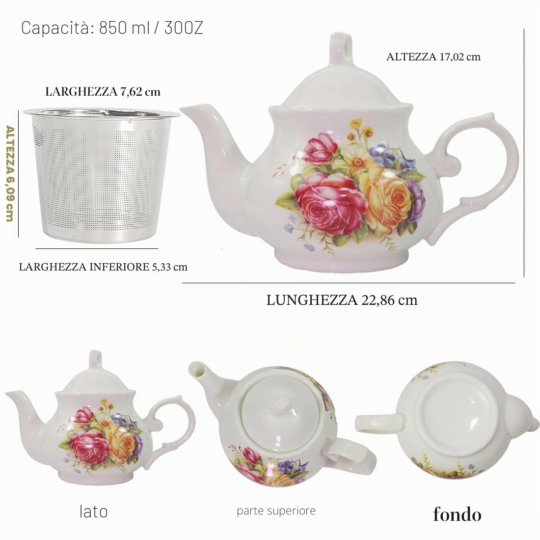 Klassica Teiera Vintage British Royal Style in Ceramica, Teiera Grande da 30OZ Perfetta per Riunioni Quotidiane (Rosso, Grande)