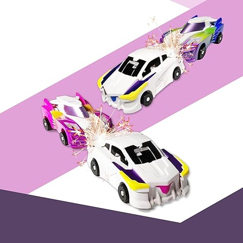 Miniatura 4 de Juguetes transformadores de robot de automóvil, juego de autos de carreras de unicornio, para niños y niñas, deformación automática, conexiones