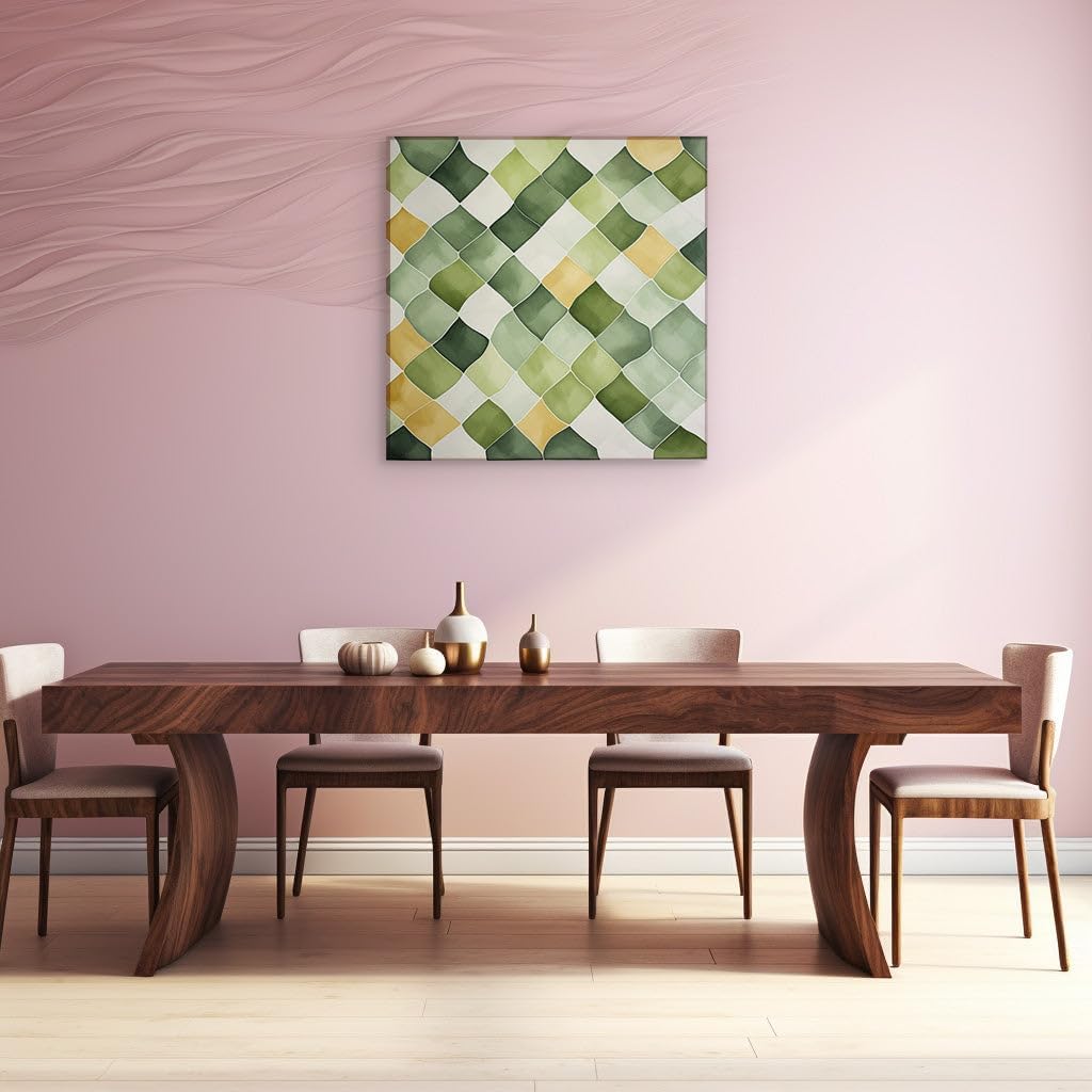 Canvas for Living room. Scales of Splendor: Abstract Artistry in a Luxurious Palette of Green, Gold, and Beige, 27 x 18 inch Canvas Wall Art - Contemporary Masterpieces - Modern Home Decor