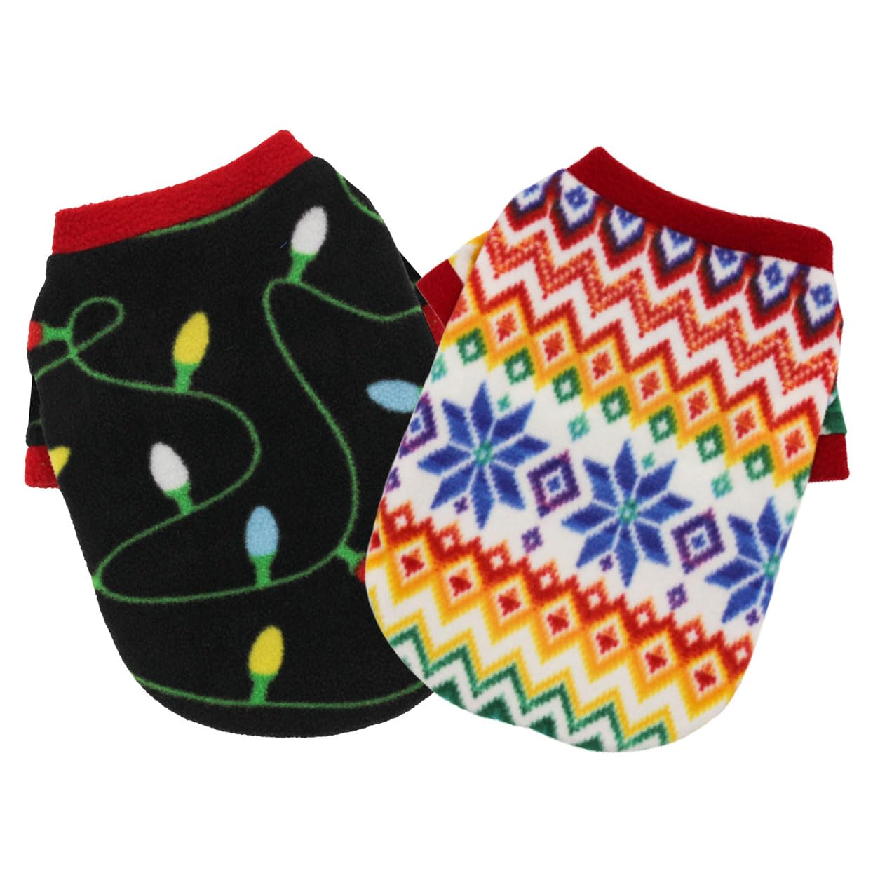 Confezione da 2 Abiti Natalizi per Cani - Costume Natalizio per Animali Domestici - Maglione Natalizio in Pile per Cuccioli - Caldi e Morbidi Vestiti Natalizi per Cuccioli Abbigliamento per Animali