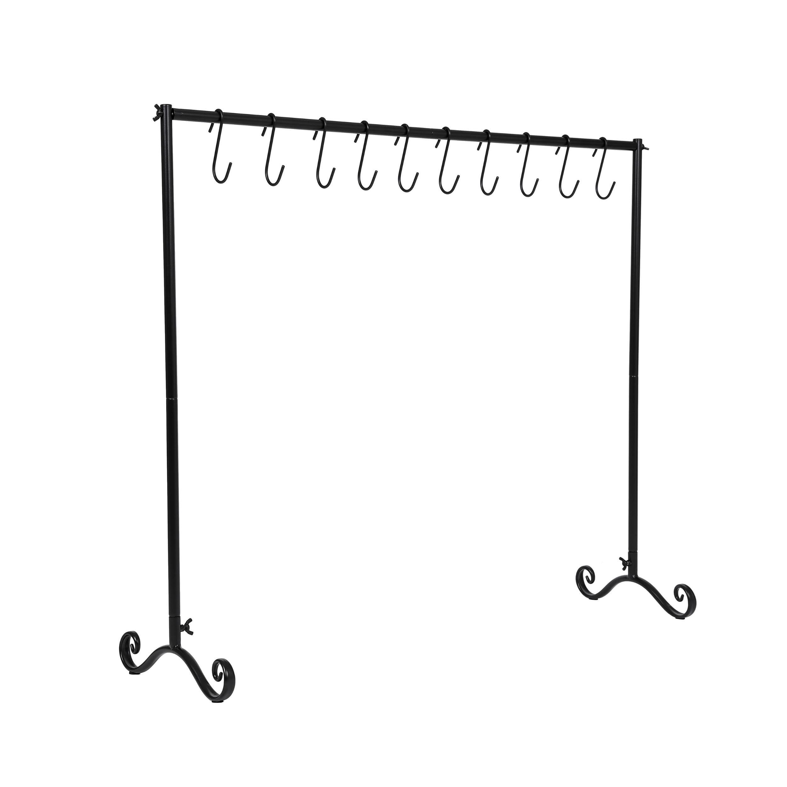BIRDROCK HOME 10-Hook Christmas Stocking Holder Stand | Lightweight Iron Metal Freestanding Rack for Holiday Decor | Versatile Stocking & Ornament Hanger Display for Home, Floor & Living Room - Black