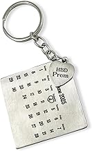 MUSHA - Personalized Calendar Keychain, 50mm Stainless Steel, Custom Name and Date Engraving, White Metal