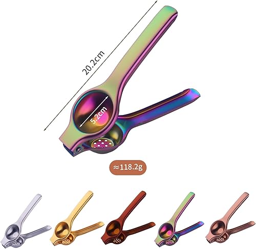 Miniatura 7 de DOCBLACK Exprimidor manual de limón premium, exprimidor de cítricos de acero inoxidable, exprimidor de limón de mano resistente, exprimidor