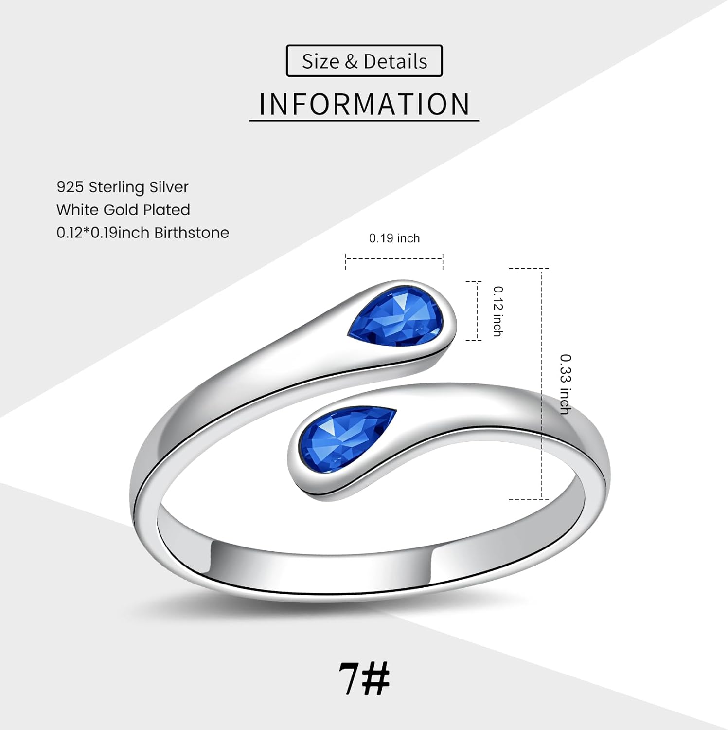 Adjustable Thumb Birthstone Rings for Women 925 Sterling Silver Love Promise Ring for her Daughter Granddaughter Birthday Christmas Gifts - Image 6